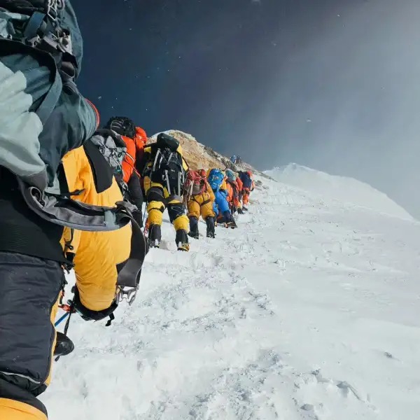 Climbers Line Up For Summit